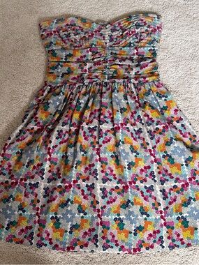Strapless Floral Mosaic Sundress - Multicolor